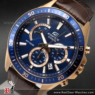 Casio Edifice Rose Gold Genuine Leather Band Mens Watches EFR-552GL-2AV, EFR552GL