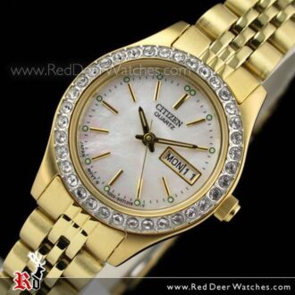 Citizen Swarovski Crystal Gold Tone Ladies Dress Watch EQ0536-54D