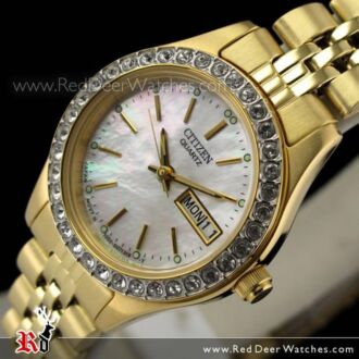 Citizen Swarovski Crystal Gold Tone Ladies Dress Watch EQ0536-54D