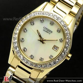 Citizen Gold Plated Mother of Pearl Ladies Dress Watch EU2682-57D