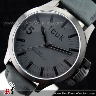 French Connection Black Dial Leather Strap Mens Watch FC1140BB