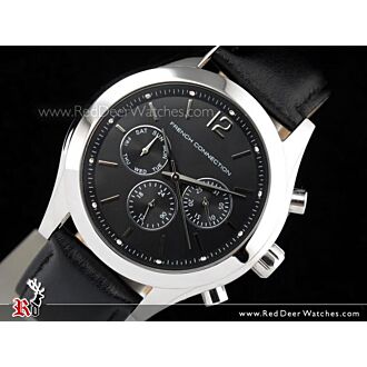 French Connection Chronograph Black Leather Strap Unisex Watch FC1144B