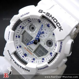 Casio G-Shock Velocity Indicator Alarm Watch GA-100A-7A, White