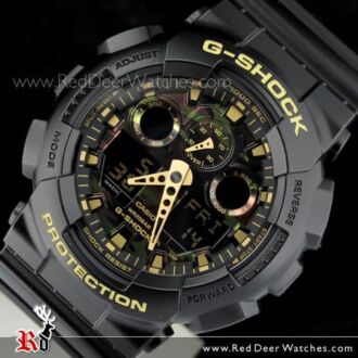 Casio G-Shock Camouflage Black Gold Analog Digital Display Watch GA-100CF-1A9, GA110BC