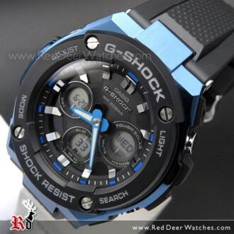 Casio G-Shock Analog Digital Solar Resin Band Black Blue Sport Watch GST-S300G-1A2, GSTS300G