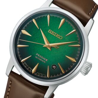 Seiko Presage Cocktail Time Automatic Green Dial Leather Watch HCB002J1