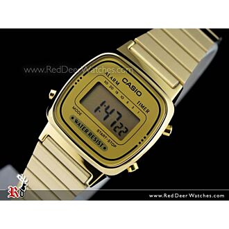 Casio Retro Gold Tone Digital Ladies Watches LA670WGA-9DF, LA670WGA