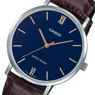 Casio Quartz Brown Leather Strap Unisex Watch MTP-VT01L-2B
