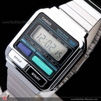 Casio Retro-Inspired Chrome Plated Digital Watch A120WE-1A