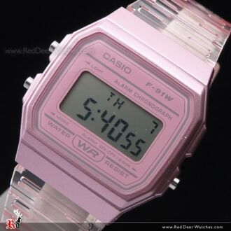 Casio Transparent Pink Digital Unisex Watch F-91WS-4D