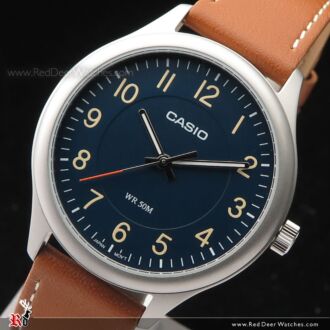 Casio Standard Analog Leather Strap Blue Dial Quartz Watch MTP-B160L-2B