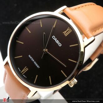 Casio Quartz Brown Leather Strap Men's Watch MTP-VT01GL-5B