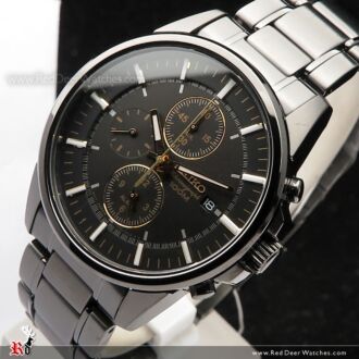 Seiko Chronograph All Black Quartz Mens Watch SNAF07P1