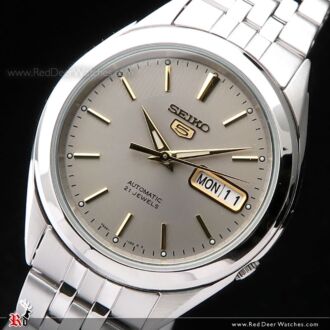 SEIKO 5 Automatic White Gold Mens Watch See-thru Back SNKL17K1, SNKL17