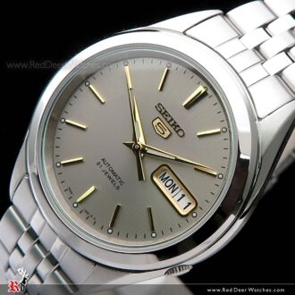SEIKO 5 Automatic White Gold Mens Watch See-thru Back SNKL17K1, SNKL17