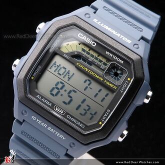 Casio Digital 10-Year Battery 100M Resin Band Watch WS-1600H-2A, WS1600H