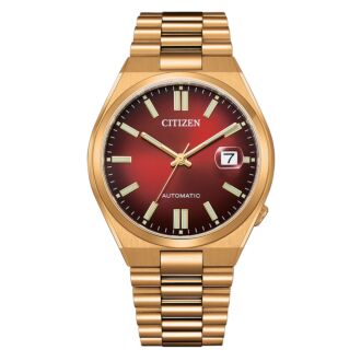 Citizen Automatic Rose Gold Red Dial Mens Watch NJ0153-82X