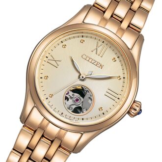 Citizen Skeleton Dial Rose Gold Automatic Ladies Watch PR1043-80P