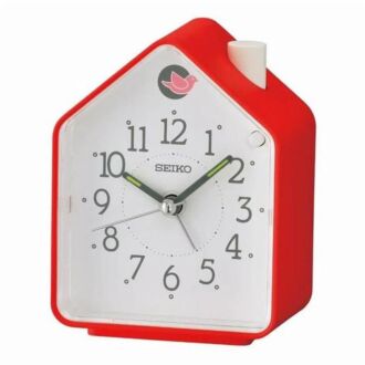 Seiko QHP010R Bird Sound Compact Stylish White Red11cm Alarm Clock