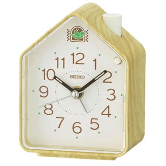Seiko QHP011A Bird Sound Compact Stylish White Brown 11cm Alarm Clock