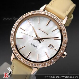 Casio Sheen Swarovski Crystals Mother of pearl Ladies Watch SHE-4052PGL-7B, SHE4052PGL