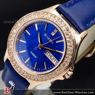 Casio Sheen Gold Blue Leather Strap Ladies Watch SHE-4800GL-2A, SHE4800GL