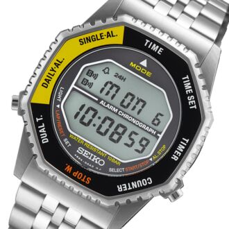 Seiko Rotocall Reissue Black Yellow Chronograph Digital Watch SMGG17P1
