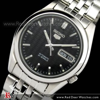 SEIKO 5 Automatic Watch See-thru Back, SNK361K1 Logo Background  Black