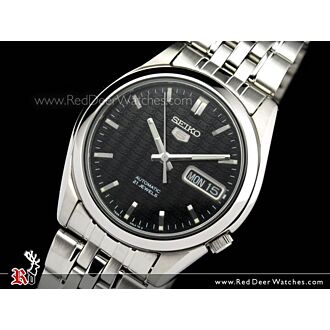 SEIKO 5 Automatic Watch See-thru Back, SNK361K1 Logo Background  Black
