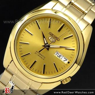 Seiko 5 Automatic See-thru Back Gold Tone Mens Watch SNKL48K1, SNKL48