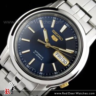 SEIKO 5 Automatic Blue Gold Mens Watch See-thru Back SNKL79K1, SNKL79