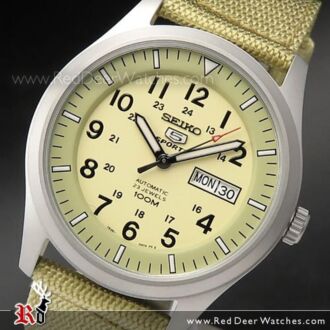 Seiko 5 Military Khaki Automatic 100m Mens Nylon Watch SNZG07K1, SNZG07