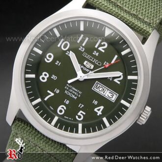 Seiko 5 Military Green Automatic 100m Mens Nylon Watch SNZG09K1, SNZG09