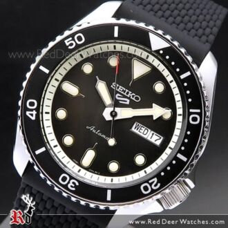 Seiko 5 Sports Black Silicone Strap 100M Automatic Watch SRPD73K2, SRPD73