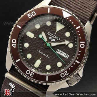 Seiko 5 Sports Brown Nylon Strap 100M Automatic Watch SRPD85K1, SRPD85