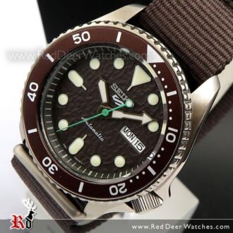Seiko 5 Sports Brown Nylon Strap 100M Automatic Watch SRPD85K1, SRPD85