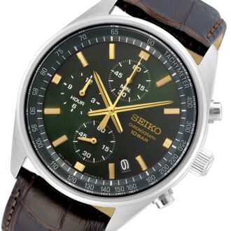 Seiko Chronograph Quartz Green Dial Men's Watch SSB385P1