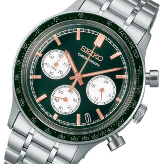 Seiko Mens Chronograph Watch with Green Dial Quartz Watch SSB481P1
