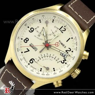 Timex Intelligent Quartz Fly-Back Chronograph Gold Brown Watch T2P510