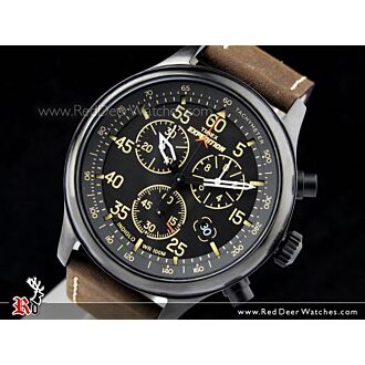 Timex Expedition Field Chronograph Black Dial Brown Leather Strap Men's Watch T49905