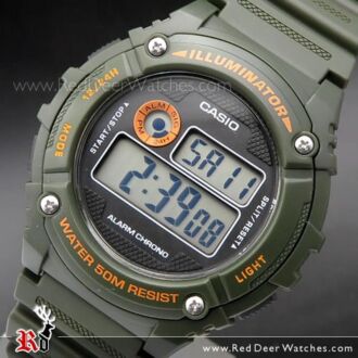 Casio Alarm Stopwatch 50M Digital Watch W-216H-3B, W216H