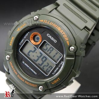 Casio Alarm Stopwatch 50M Digital Watch W-216H-3B, W216H