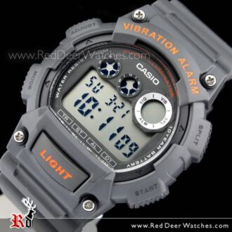 Casio 10Yrs Battery Vibration 5 alarm Gray Sport Watch W-735H-8AV, W735H