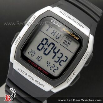 Casio Dual time 50M WR Stopwatch Digital Sport Watch W-96H-1A, W96H