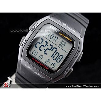 Casio Dual time 50M WR Stopwatch Digital Sport Watch W-96H-1B, W96H