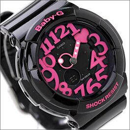 Casio Baby-G Black Neon Illuminator Alarm Watch BGA-130-1B BGA130