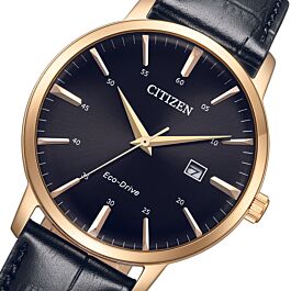 Citizen Eco-Drive Black Dial Calf Leather Mens Watch BM7462-15E