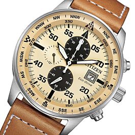Citizen Eco-Drive Chronograph Leather Strap Watch CA0880-15X