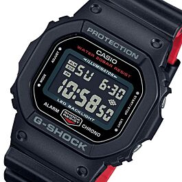 時計 CASIO G-SHOCK DW-5600HR-1 Black & Red Casio DW-5600HR-1CR Men's G Shock Digital Watch - Black for