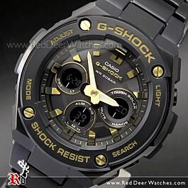 Casio G-Shock Analog Digital Solar Black Gold Sport Watch GST
